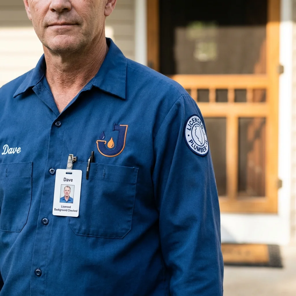 Licensed plumber showing ID badge in Saint Marys, WV