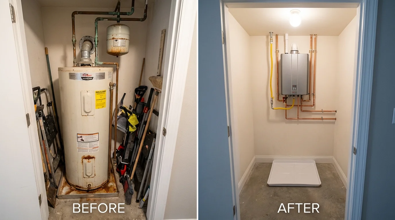Tank water heater versus wall-mounted tankless unit comparison for Saint Marys, WV homeowners